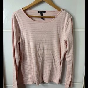 Ralph Lauren Light Pink Striped Long Sleeve Top